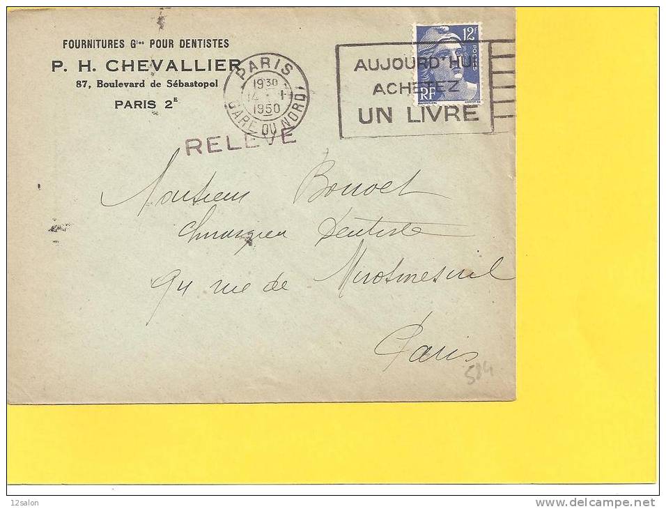 Lettre Marianne De Gandon Avec N° 812 Oblietre PARIS Aujourd'hui Achetez Un Livre - 1945-54 Marianne De Gandon