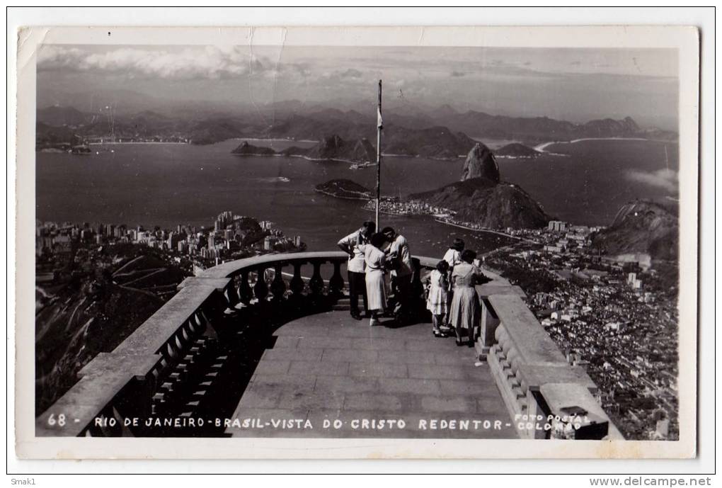 AMERICA BRAZIL RIO DE JANEIRO VIEW OF CHRIST REDENTOR Nr. 68 JAMMED OLD POSTCARD - Rio De Janeiro