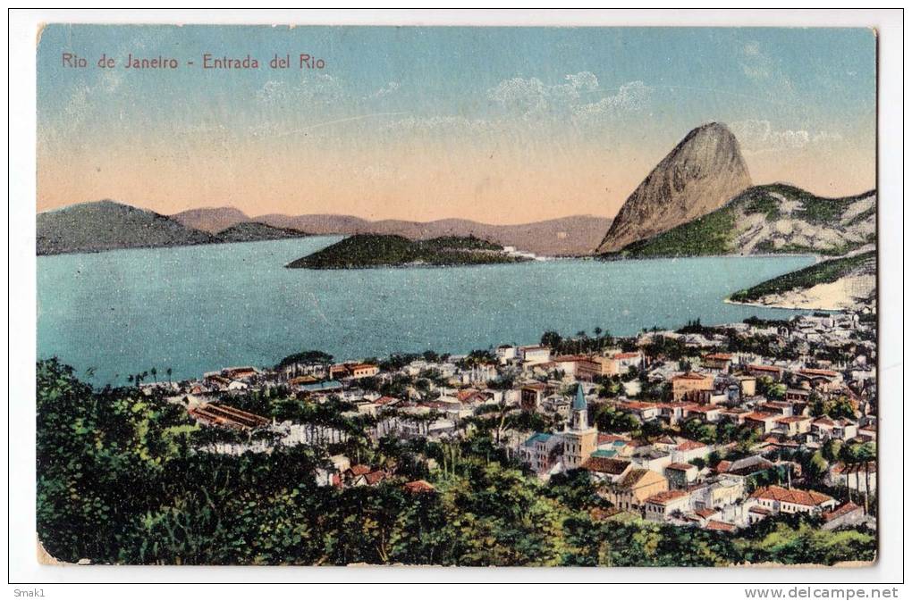 AMERICA BRAZIL RIO DE JANEIRO ENTRANCE DEL RIO OLD POSTCARD 1919. - Rio De Janeiro