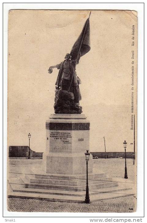 AMERICA BRAZIL RIO DE JANEIRO COMMEMORATIVE MONUMENT OF DISCOVERY OF BRAZIL OLD POSTCARD - Rio De Janeiro