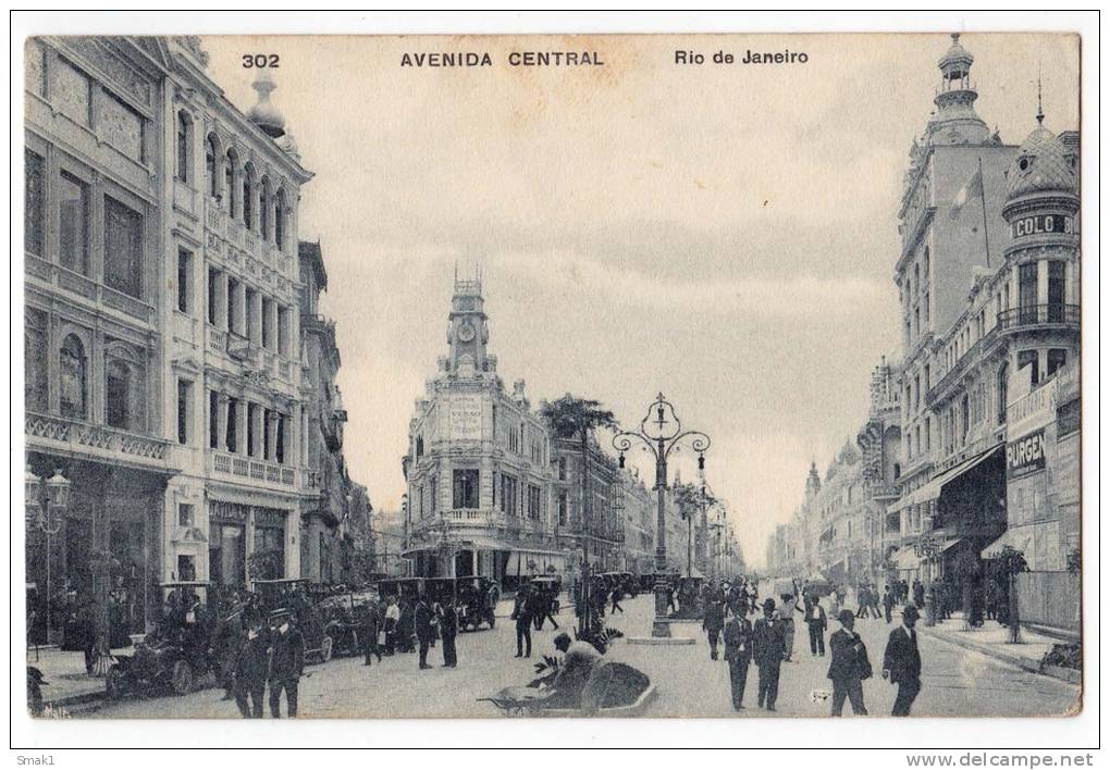 AMERICA BRAZIL RIO DE JANEIRO THE CENTRAL AVENUE Nr. 302 OLD POSTCARD 1911. - Rio De Janeiro