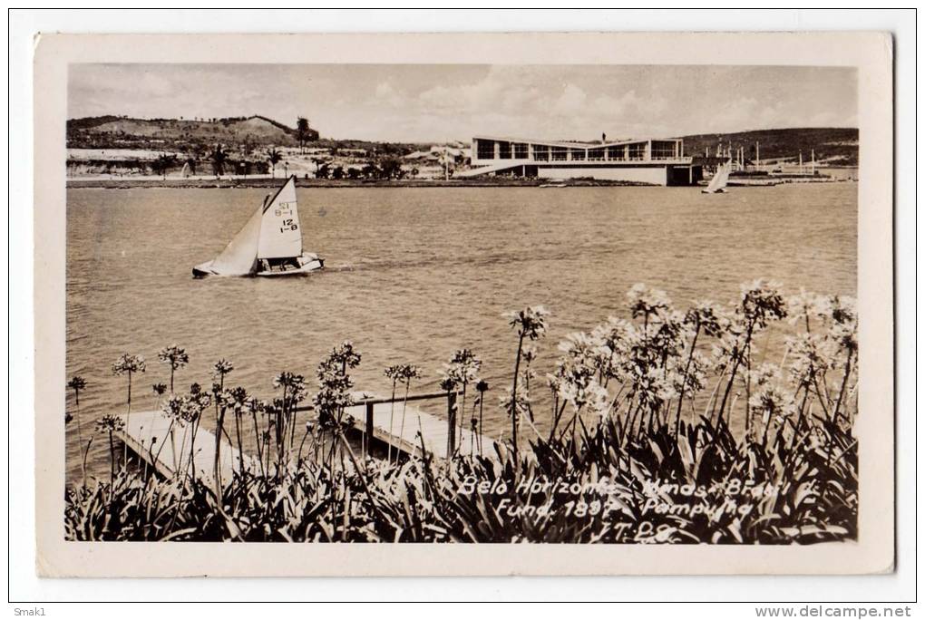 AMERICA BRAZIL BELO HORIZONTE THE RIVER AND BOAT Nr. 189 OLD POSTCARD 1960. - Belo Horizonte