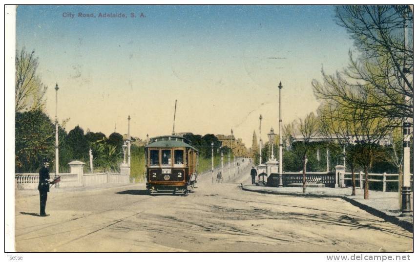 Australia - Top Postcard - City Road, Adelaide -Tramway. - 1911 ( To See Back ) - Autres & Non Classés