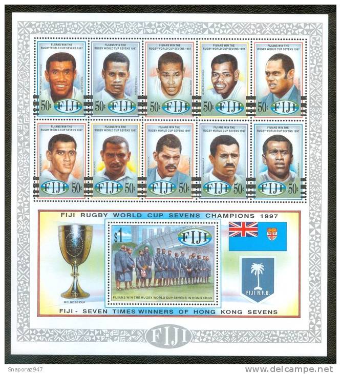 1997 Fiji Rugby Coppa Del Mondo World Cup Sevens Coupe Du Monde Block MNH** Gr - Rugby