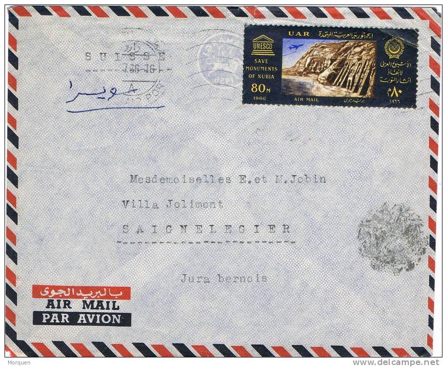 0277. Carta Aerea EL CAIRO 1966. Abu Simbel. Monumentos Nubia - Storia Postale
