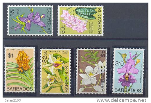 Great Britain Former Colony Barbados Flora Orchids Mi#375-380 1974 MNH ** - Barbados (...-1966)