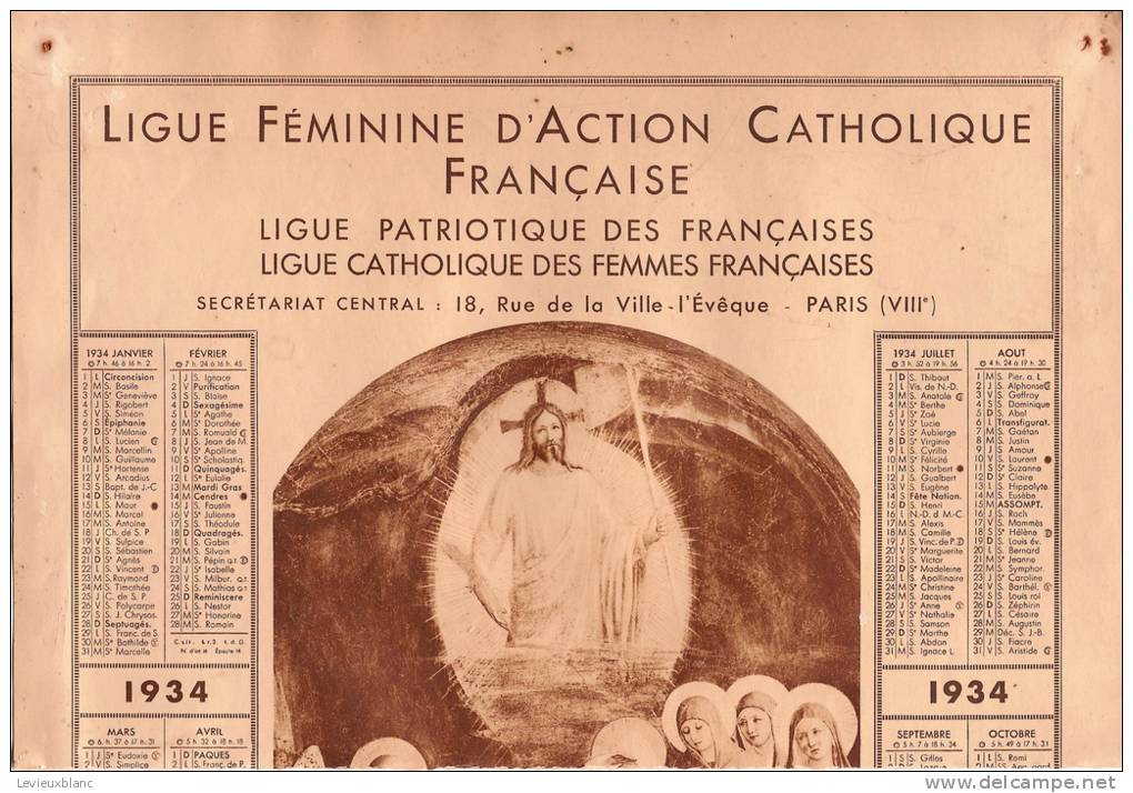Ligue Féminine D'Action Catholique Française/ Paris/ 1934        CAL108 - Formato Grande : 1921-40