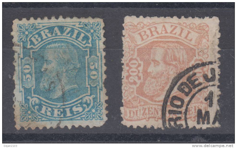 Brazil Regular Classic Stamps Kaiser Pedro II 50R & 200R Mi#48,50 1881 USED - Gebraucht