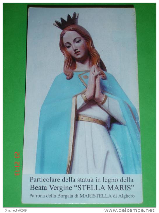 B.V. STELLA MARIS Patrona Borgata MARISTELLA Di Alghero - Particolare Della Statua In Legno - Santino - Images Religieuses