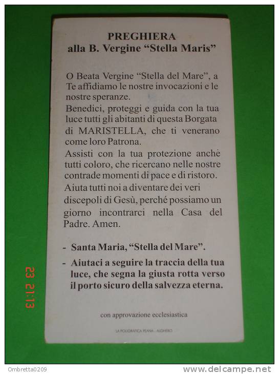 B.V. STELLA MARIS Patrona Borgata MARISTELLA Di Alghero - Particolare Della Statua In Legno - Santino - Images Religieuses