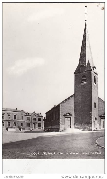 BR19655 Dour L Eglise L Hotel De Ville Et Justice De Paix    2  Scans - Dour