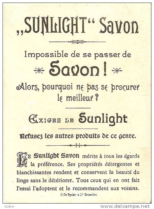 Chromos 341 Soldat Militaire Le Sunlight Savon Est Le Meilleur O.de Rycker Brux. - Altri & Non Classificati