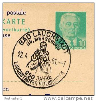 BRUNNENKÖNIGIN Bad Lauchstädt 1961 Auf DDR P70 I Antwort-Postkarte ZUDRUCK #2 - Bäderwesen
