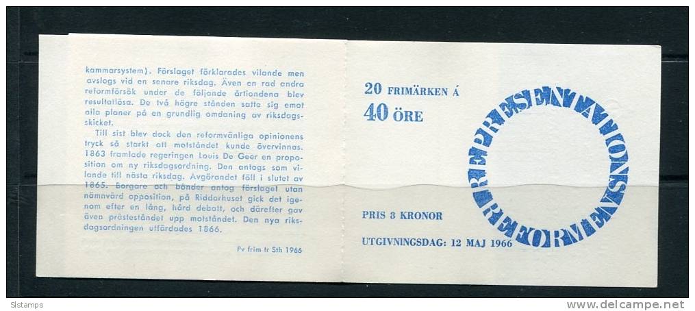 Sweden 1966 Booklet Sc 703A MNH Baron Louis Gerhard De Geer Minister Of Justice CV  $8.00 - 1951-80