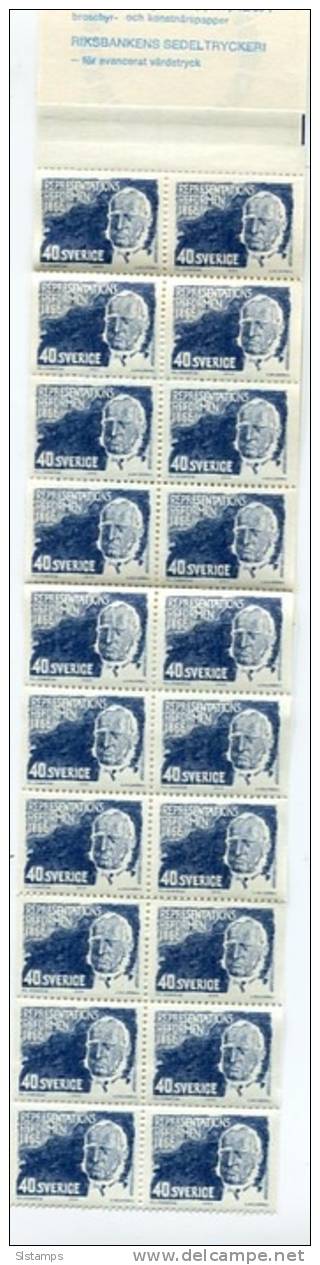 Sweden 1966 Booklet Sc 703A MNH Baron Louis Gerhard De Geer Minister Of Justice CV  $8.00 - 1951-80