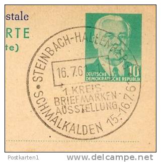 DDR P70I Postkarte Mit Antwort ZUDRUCK BÖTTNER #2 Sost. AUSSTELLUNG STEINBACH-HALLENBERG 1961 - Cartes Postales Privées - Oblitérées