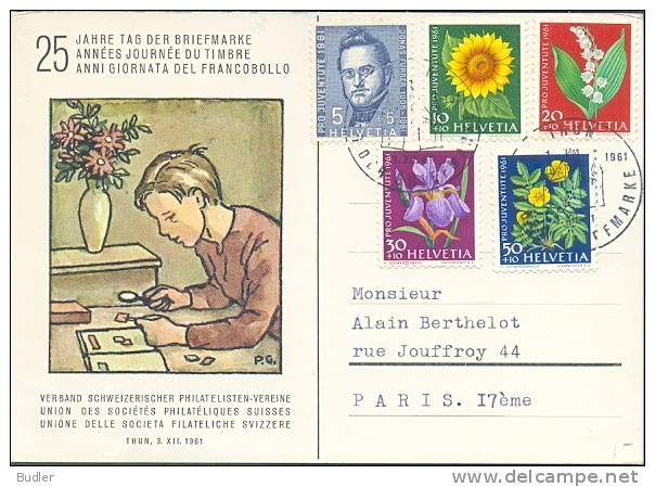 HELVETIA :1961: Y.684-88 On Maxi-card : ## TAG Der BRIEFMARKE / JOURNEE Du TIMBRE / GIORNATA Del FRANCOBOLLO ## - Cartoline Maximum