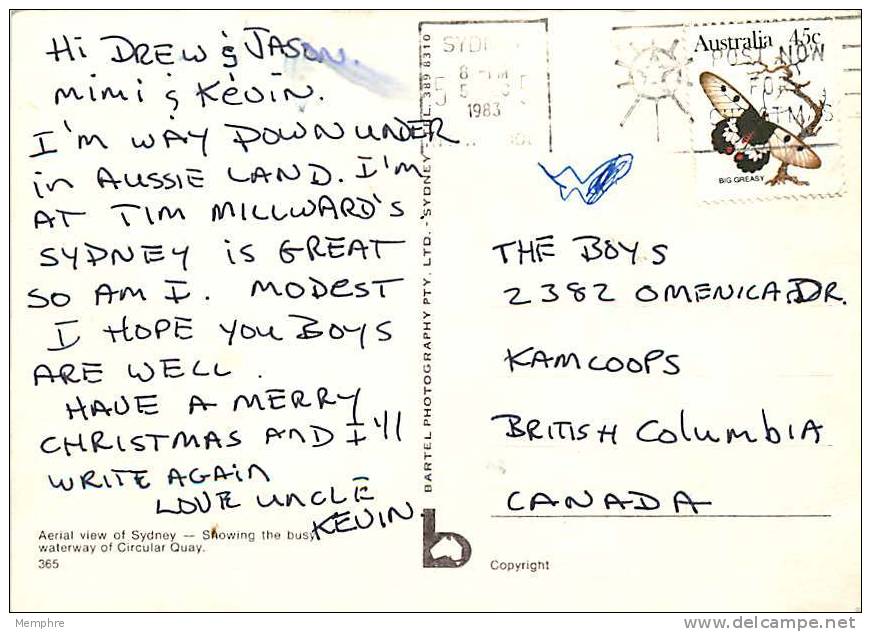 Air Postcard To Canada 45 Cents Butterfly -Solo Use&nbsp; - Cartas & Documentos