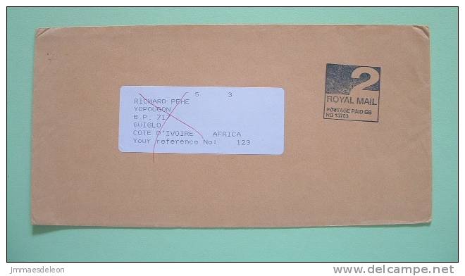 England UK 2007 Cover Sent To And Returned From Ivory Coast / Guiglo Cancel On Back - Covers & Documents