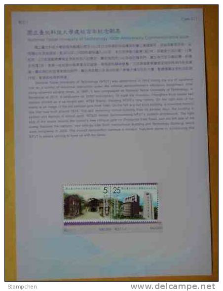 Folder Taiwan 2010 Taipei University Of Technology Stamps Architecture Science - Neufs