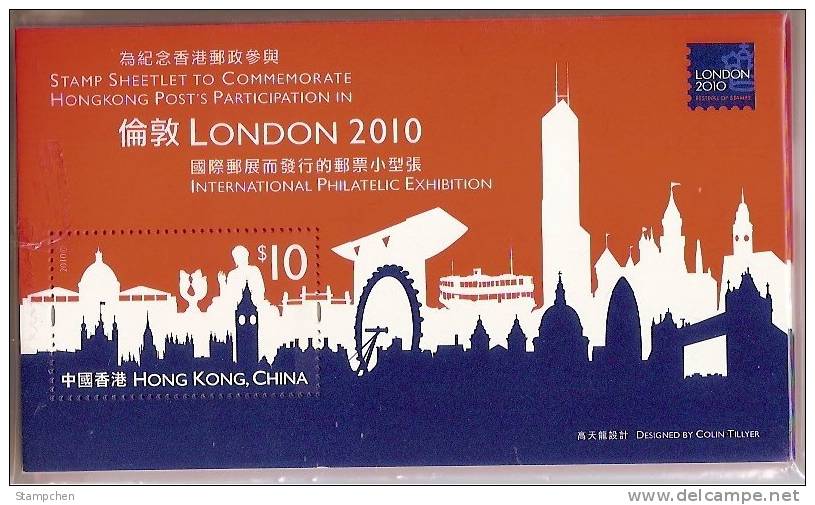 2010 Hong Kong London Stamp S/s Architecture Boat Buddha Clock Tower Flag Ferris Wheel - Nuevos