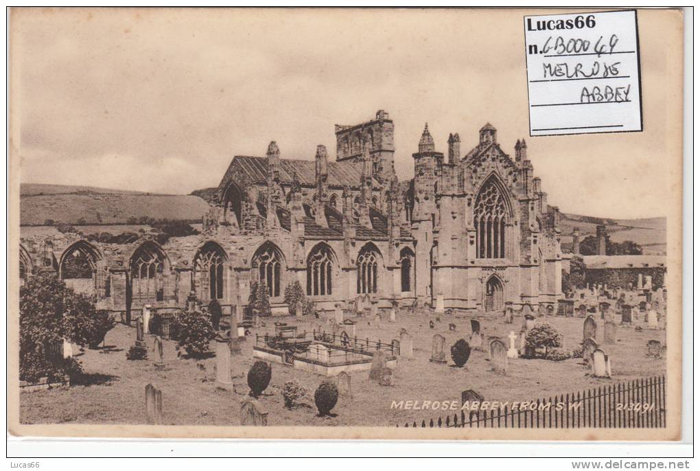 MELROSE C1930 - MELROSE ABBEY FROM SOUTH WEST- GB00049 - Roxburghshire