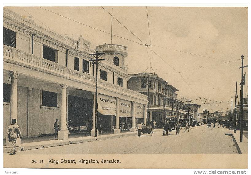 14 Kingston  King Street  Tram Tramway Before Earthquake Waterloo House Young - Jamaïque