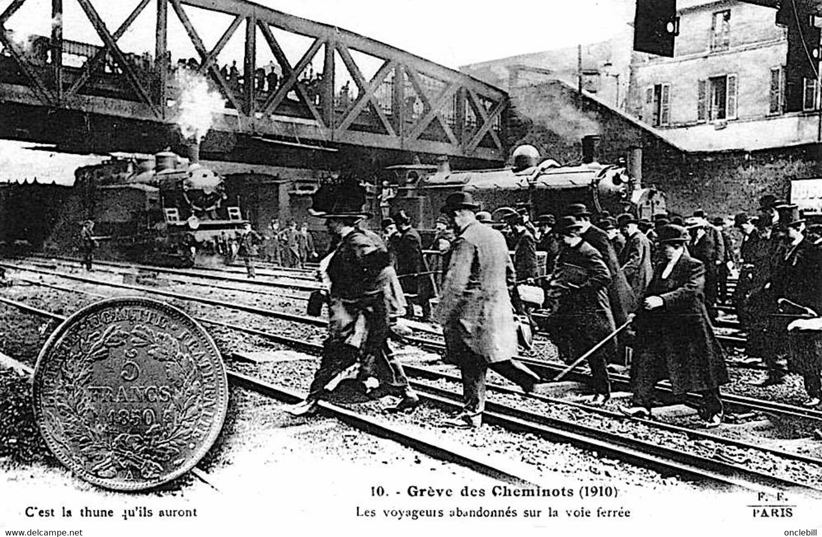 PARIS Grève Cheminots 1910 Locomotives Train  Carte à La Thune état Superbe - Métro Parisien, Gares