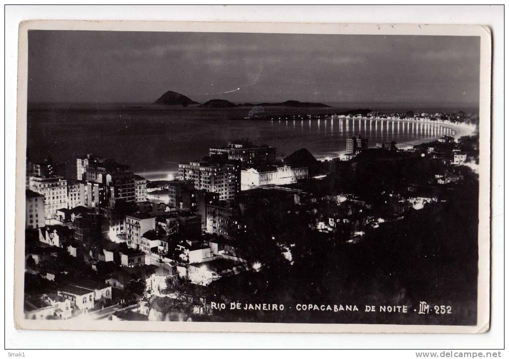 AMERICA BRAZIL RIO DE JANEIRO THE COPACABANA BY NIGHT Nr. 252 OLD POSTCARD - Rio De Janeiro