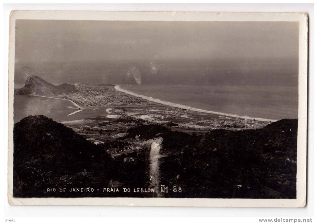 AMERICA BRAZIL RIO DE JANEIRO THE LEBLON BEACH Nr. 68 OLD POSTCARD 1940. - Rio De Janeiro