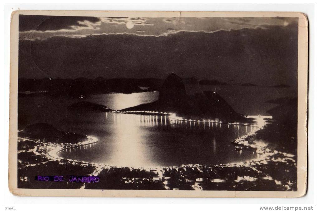 AMERICA BRAZIL RIO DE JANEIRO BY NIGHT Nr. 45 OLD POSTCARD - Rio De Janeiro