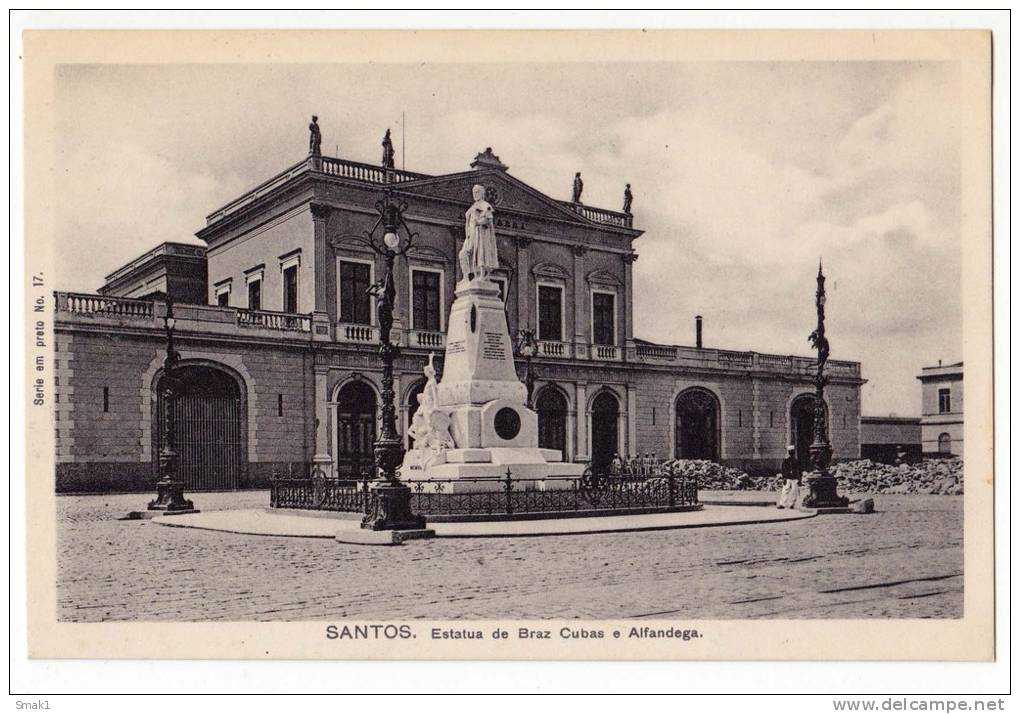 AMERICA BRAZIL SAO PAOLO SANTOS CUSTOMS AND STATUE BRAZ BASINS Nr. 17 OLD POSTCARD - São Paulo