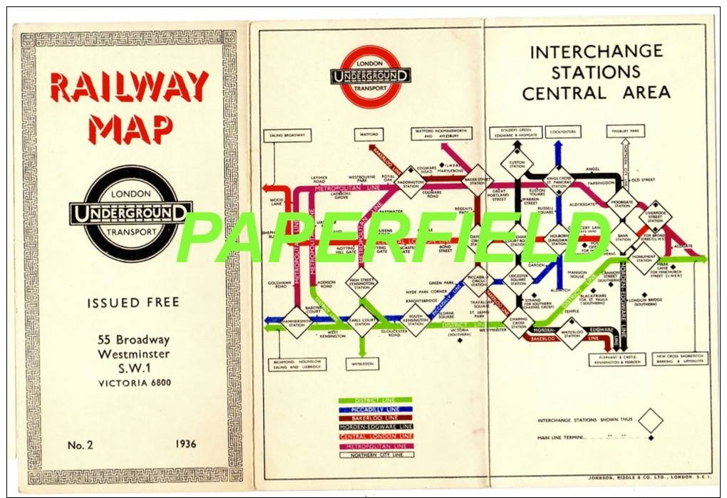 Railway Map - LONDON Underground Transport  - N°2 1936 - Otros & Sin Clasificación