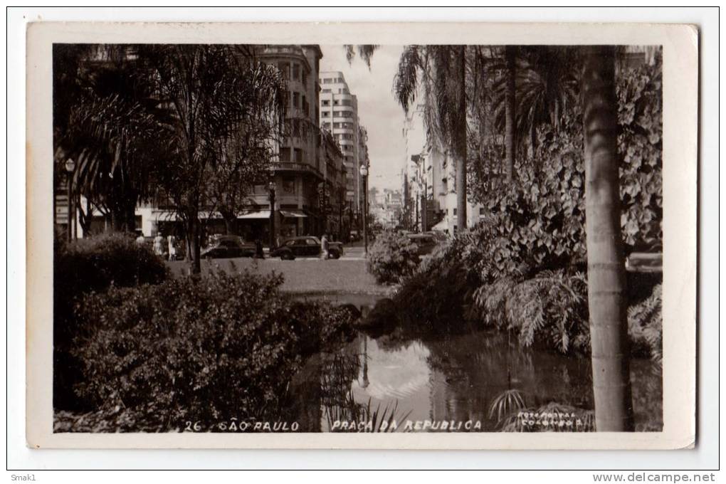 AMERICA BRAZIL SAO PAOLO THE REPUBLICA SQUARE Nr. 26 OLD POSTCARD 1950. - São Paulo