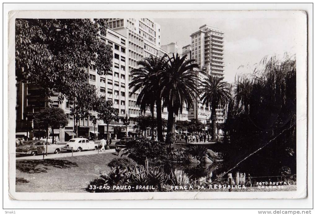 AMERICA BRAZIL SAO PAOLO THE REPUBLICA SQURE Nr. 33 JAMMED OLD POSTCARD - São Paulo