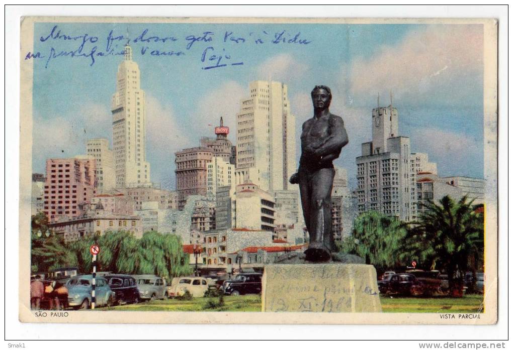 AMERICA BRAZIL SAO PAOLO THE PARTIAL VIEW THE MONUMENT OLD POSTCARD - São Paulo