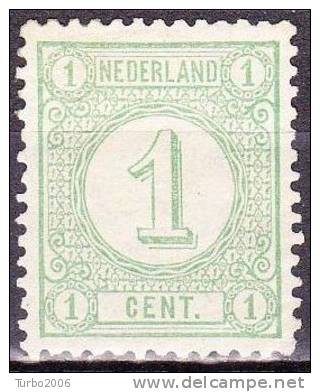 1876-1893 Cijfertype 1 Cent Lichtgroen Tanding 12½ Gr. Gaten  NVPH 31 F Ongestempeld - Ongebruikt