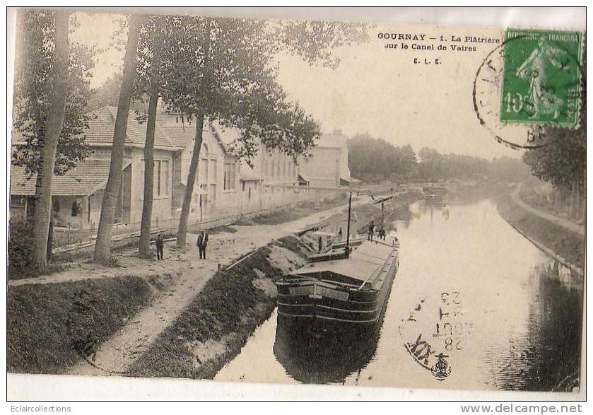 Gournay Sur Marne 93 Platrières Sur Le Canal De Vaires  Navigation Fluviale  Péniche Canaux Pont - Gournay Sur Marne