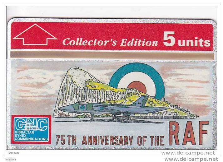 Gibraltar, GIB-28, 75th Anniversary Of The Raf Collectors Ed., Airplane, 2 Scans. - Gibilterra