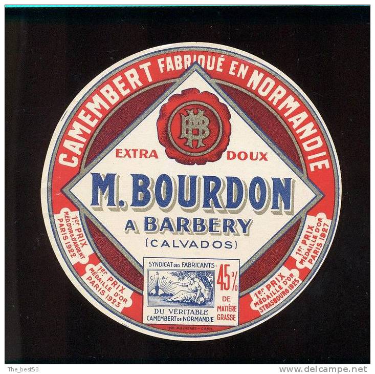 Etiquette De Fromage  Camembert   -   M. Bourbon à Barbery  (Calvados) - Fromage