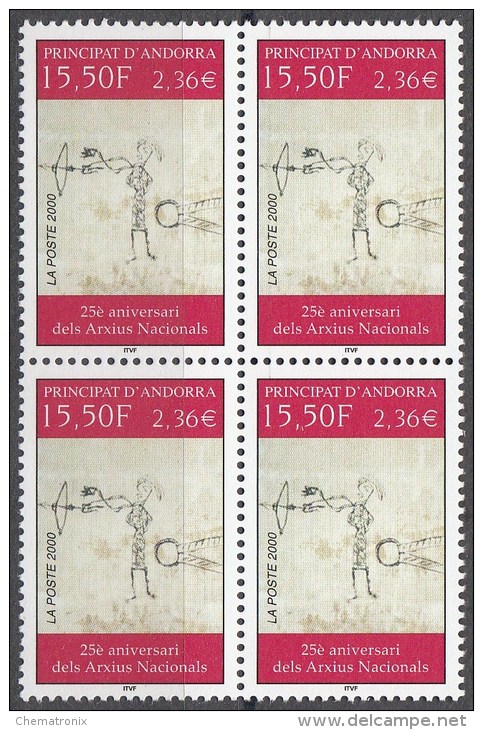 Andorra 2000 - Yvert: 535, 536, 537, 539  - Bloques De 4 -  ** MNH - Unused Stamps