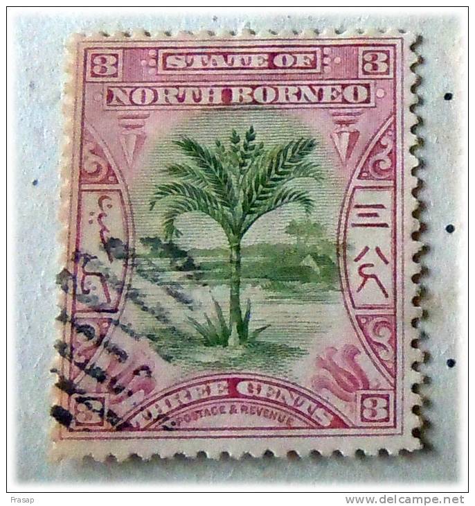 NORD BORNEO 3 CENT  USATO LINGUELLA N 2 - Noord Borneo (...-1963)