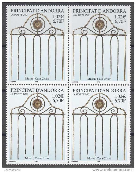 Andorra 2001 - Yvert: 540, 541, 545, 547, 548  - Bloques De 4 -  ** MNH - Unused Stamps