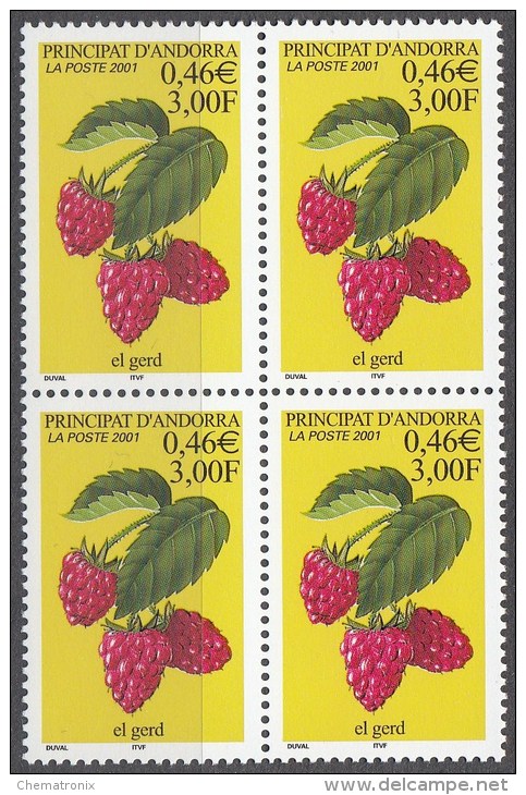 Andorra 2001 - Yvert: 540, 541, 545, 547, 548  - Bloques De 4 -  ** MNH - Unused Stamps