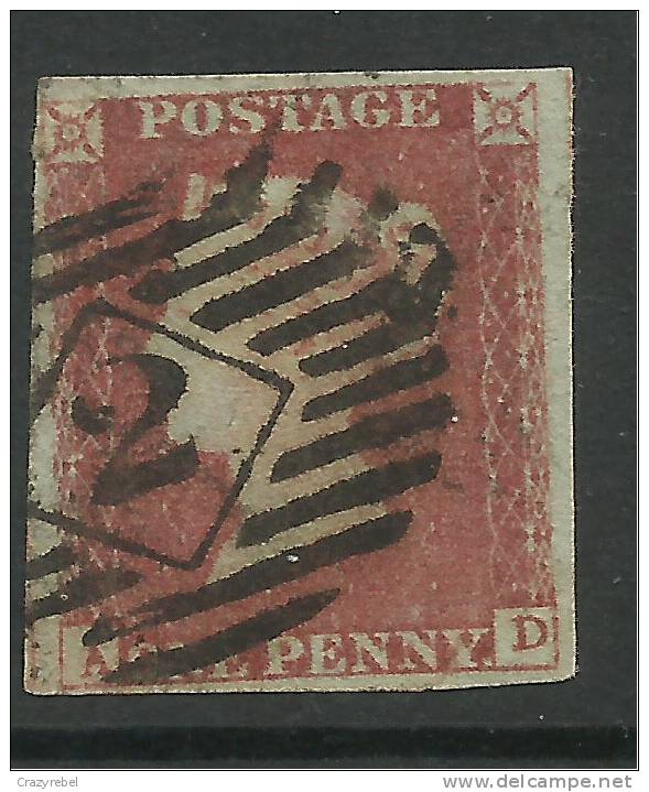 GB 1841 QV 1d PENNY RED IMPERF BLUED PLATE 87 VFU ( A & D ) SG 8 PMK 2 SPEC BS29.( G634 ) - Usati