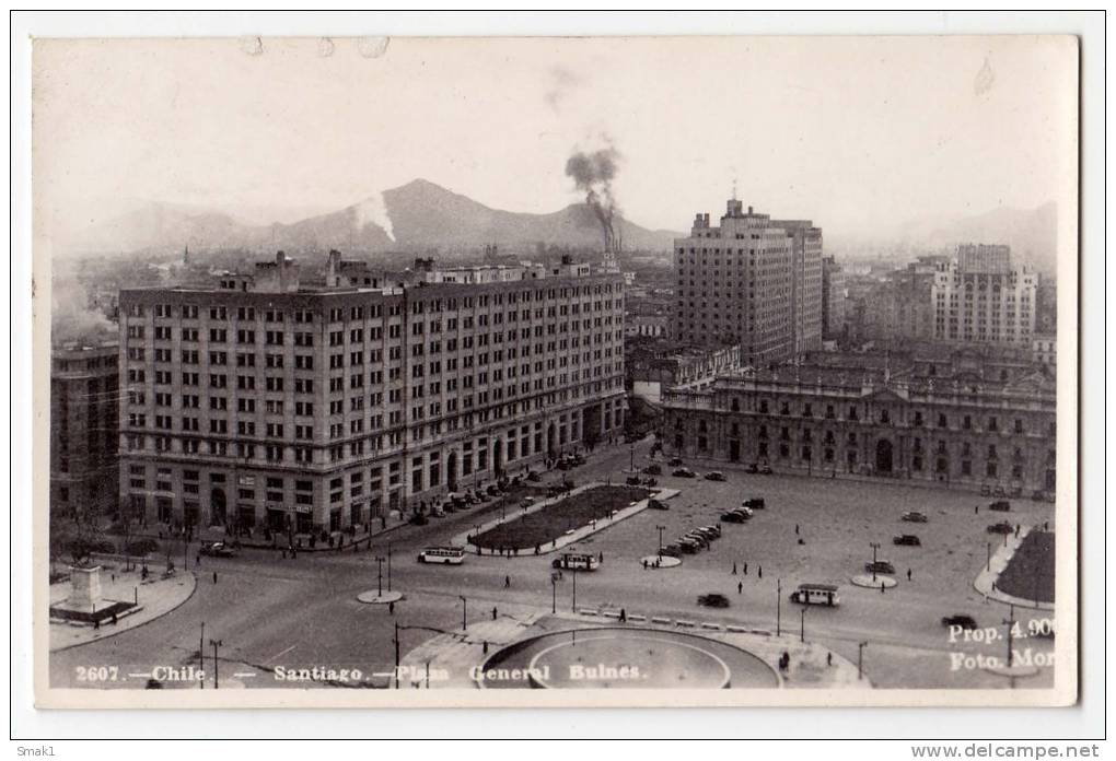 AMERICA CHILE SANTIAGO THE GENERAL BULNES SQUARE Nr. 2607 OLD POSTCARD - Chile