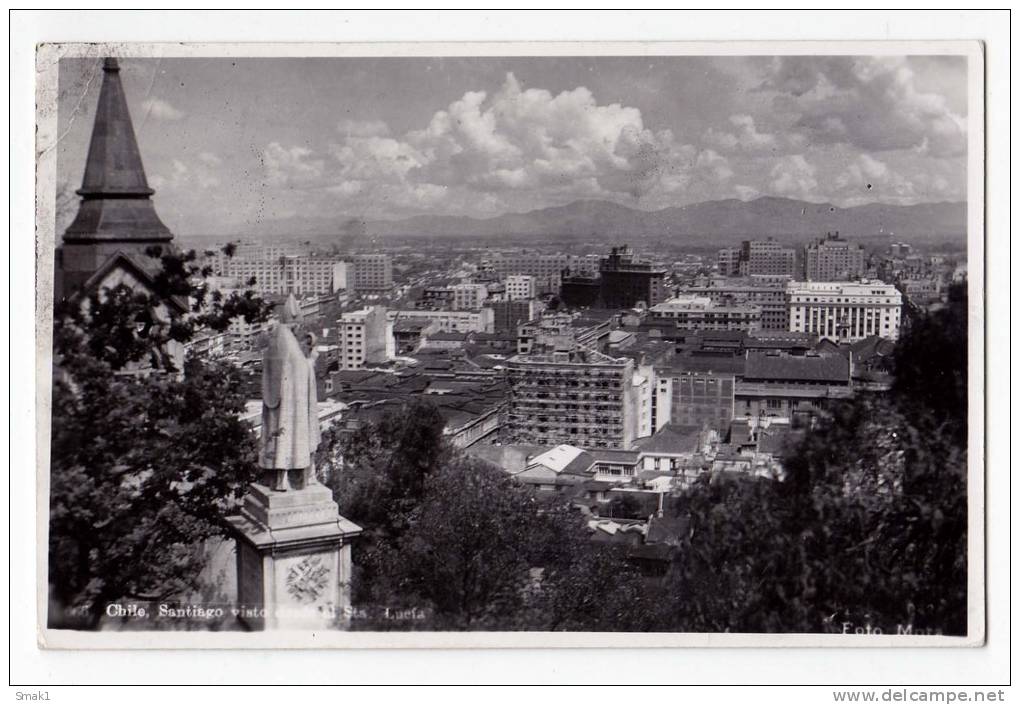 AMERICA CHILE SANTIAGO THE SANTA LUCIA MONUMENT OLD POSTCARD 1961. - Chili