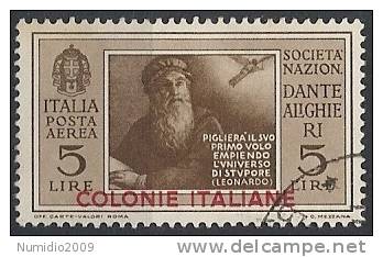 1932 EMISSIONI GENERALI USATO DANTE POSTA AEREA 5 LIRE - RR11150 - General Issues