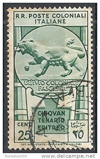 1933 EMISSIONI GENERALI USATO 50° ERITREO 25 CENT - RR11150 - General Issues