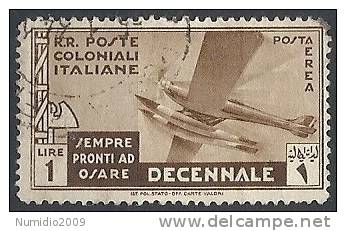 1933 EMISSIONI GENERALI USATO DECENNALE POSTA AEREA 1 LIRA - RR11151 - General Issues